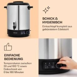 Abbey 40 Einkochautomat Getränkespender 40L 100°C 180min Edelstahl -Klarstein Verkaufsgeschäft 10041839 de 0004 logo