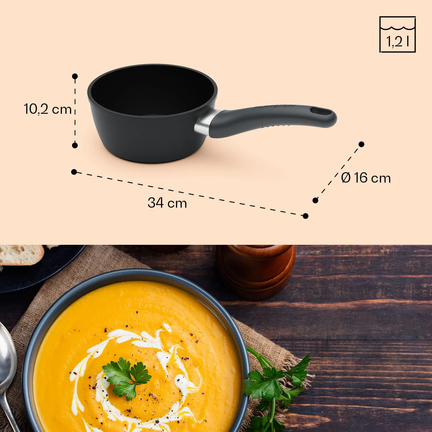 Noto Endurance Kasserolle Ø16cm Geschmiedetes Aluminium Induktion Antihaft 10 Noto Endurance Kasserolle Ø16cm Geschmiedetes Aluminium Induktion Antihaft – Bild 8