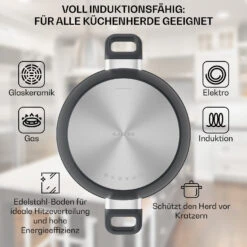 Noto Endurance Kochtopf Ø28cm Geschmiedetes Aluminium Deckel Induktion PTFE-Antihaftbeschichtung -Klarstein Verkaufsgeschäft 10045008 de 0004 usp