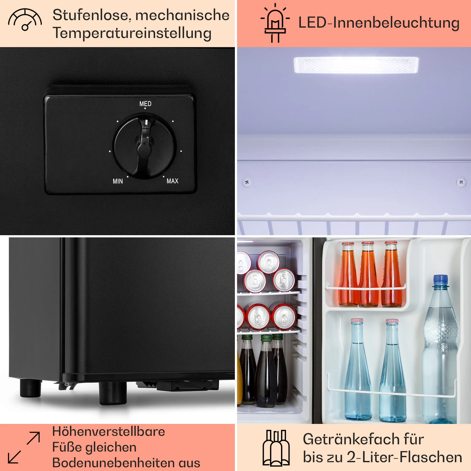 Happy Hour 45 Mini-Kühlschrank Minibar Getränkekühlschrank 45 L 26 DB 7 Happy Hour 45 Mini-Kühlschrank Minibar Getränkekühlschrank 45 L 26 DB – Bild 5
