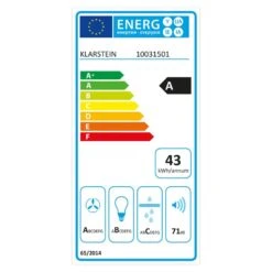 Finessa Dunstabzugshaube Umluftset 90cm 635 M³/h 2 Aktivkohlefilter -Klarstein Verkaufsgeschäft 60002301 energy label