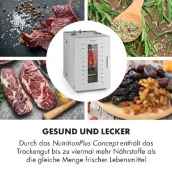 Master Jerky 16 Dörrautomat + Fleischhaken Set 1500W 40-90 °C 15h-Timer Edelstahl Silber -Klarstein Verkaufsgeschäft 60002668 de 0005 logo